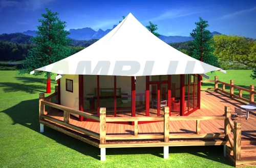 膜结构六边形帐篷酒店全景展示